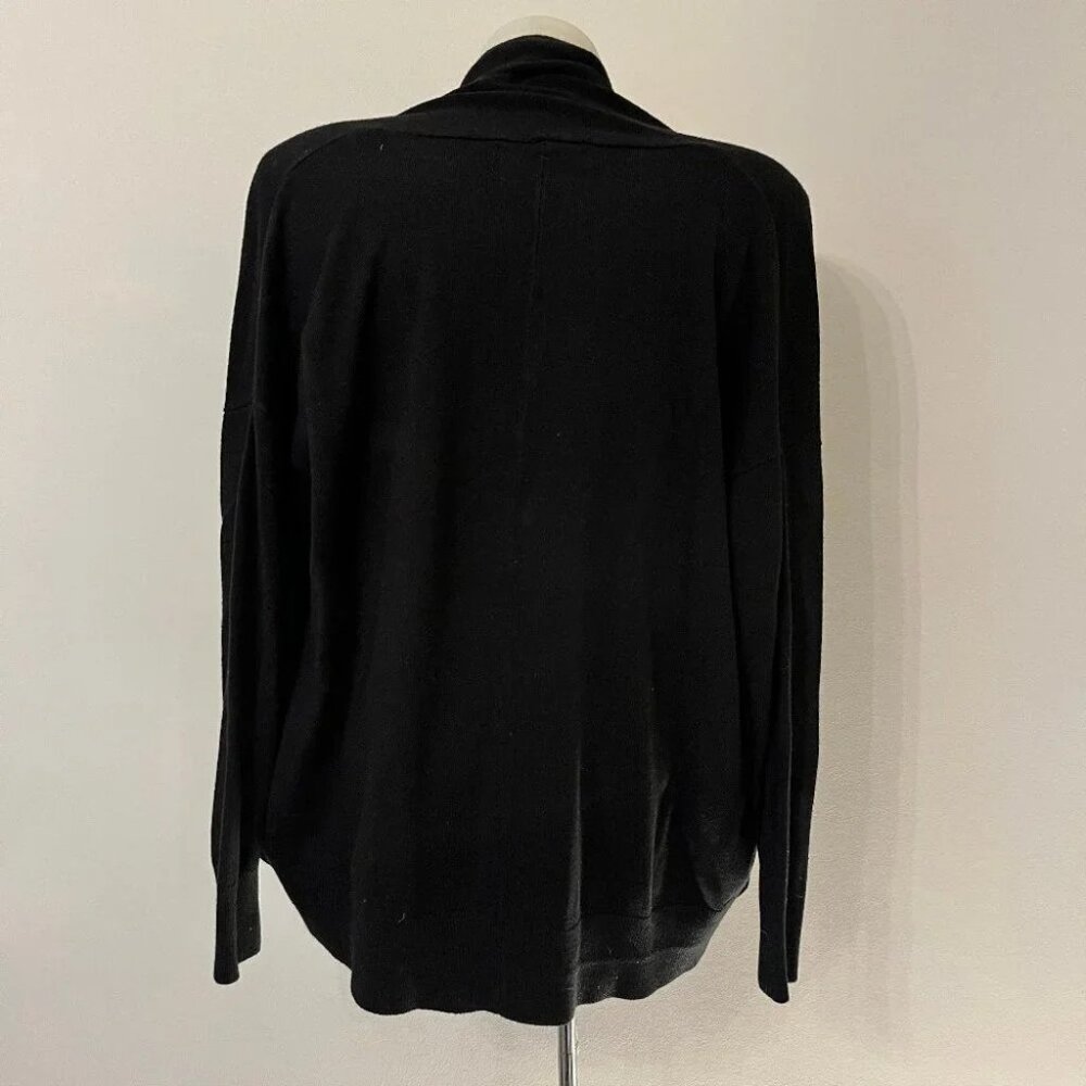 Zara Knit Black Cardigan Sweater Gold Zip Classic Careerwear Oversized Boxy Sz S - Picture 2 of 10